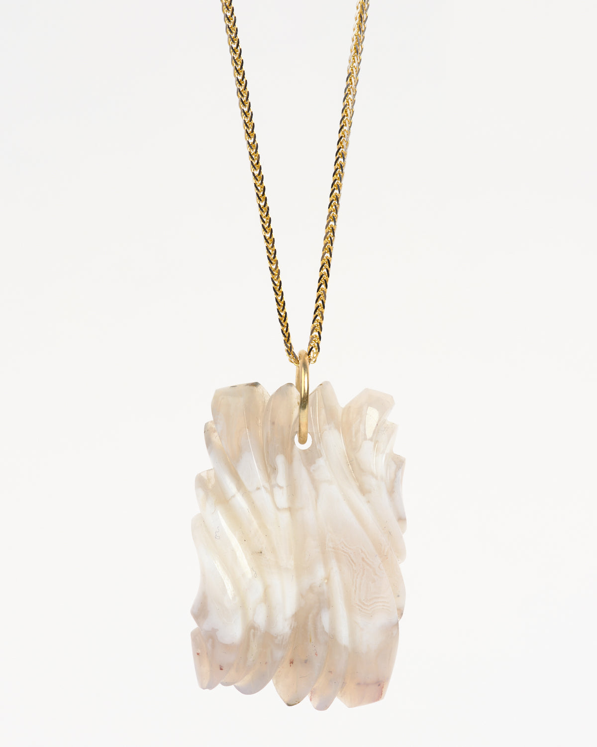 Moroccan Ghost Agate Carved Pendant