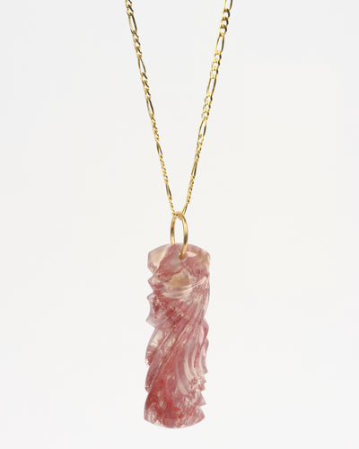 Pink Moss Agate Carved Pendant