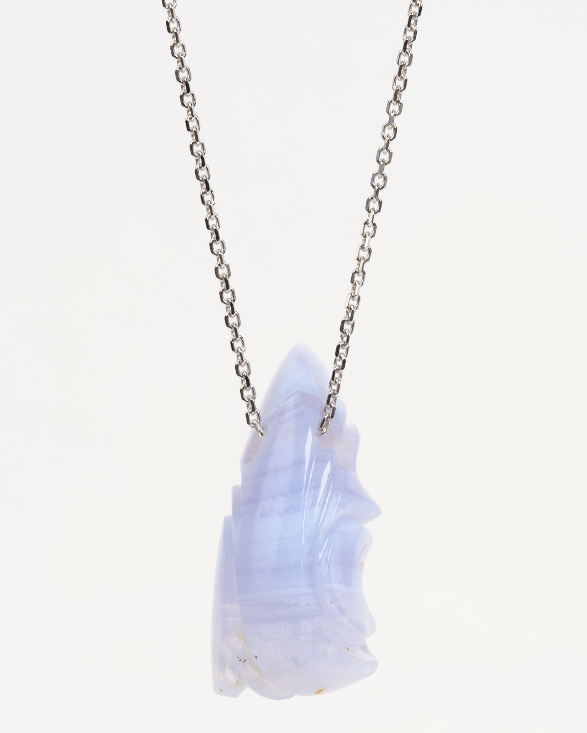 Blue Lace Agate Carved Pendant