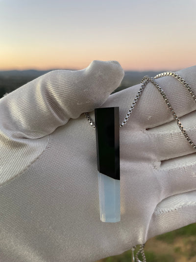 Black Jade & Opalite Intarsia Pendant