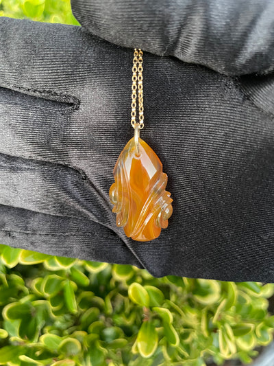 Carved Coyamito Agate Pendant