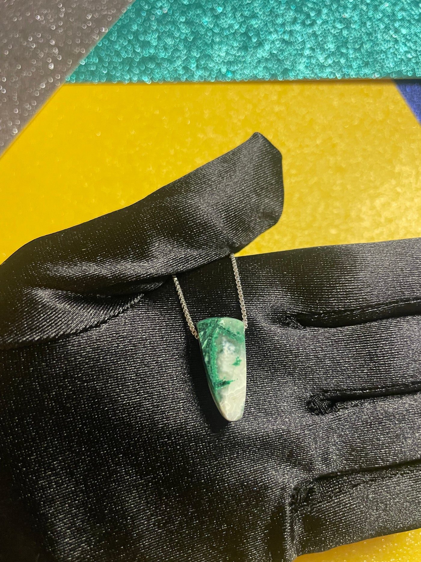 Malachite & White Agate Pendant (Rare)