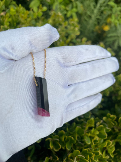 Black Jade & Tourmaline Intarsia Pendant