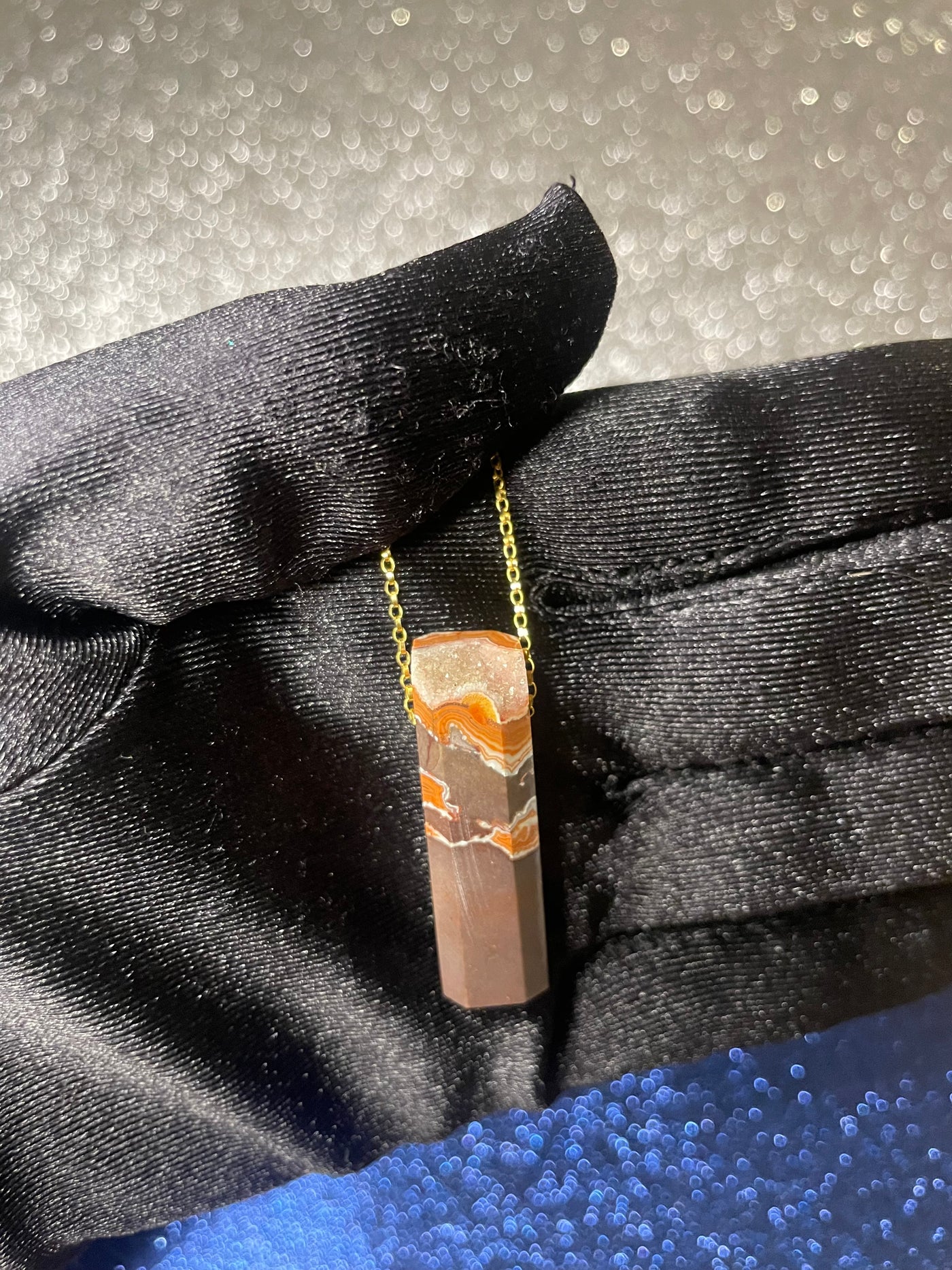 Dryhead Agate with Druzy Pendant