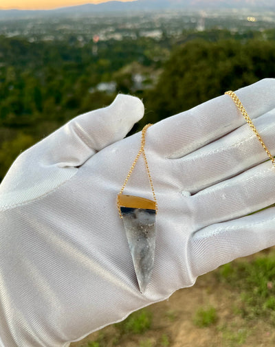 Druzy Agate & Citrine Intarsia Pendant