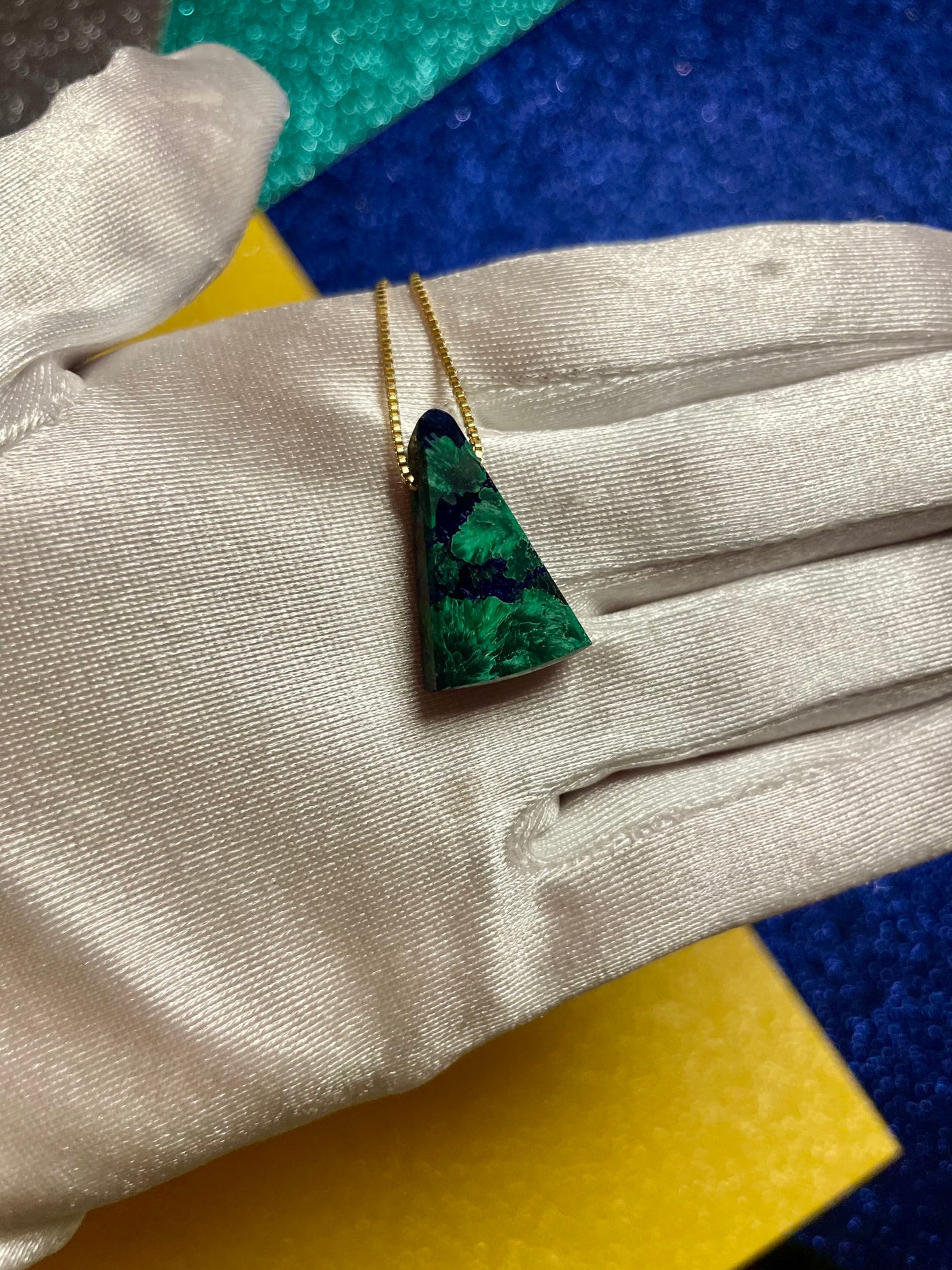 Azurite & Chatoyant Malachite Pendant