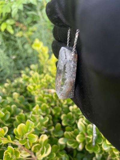 Garden Quartz & Black Jade Pendant