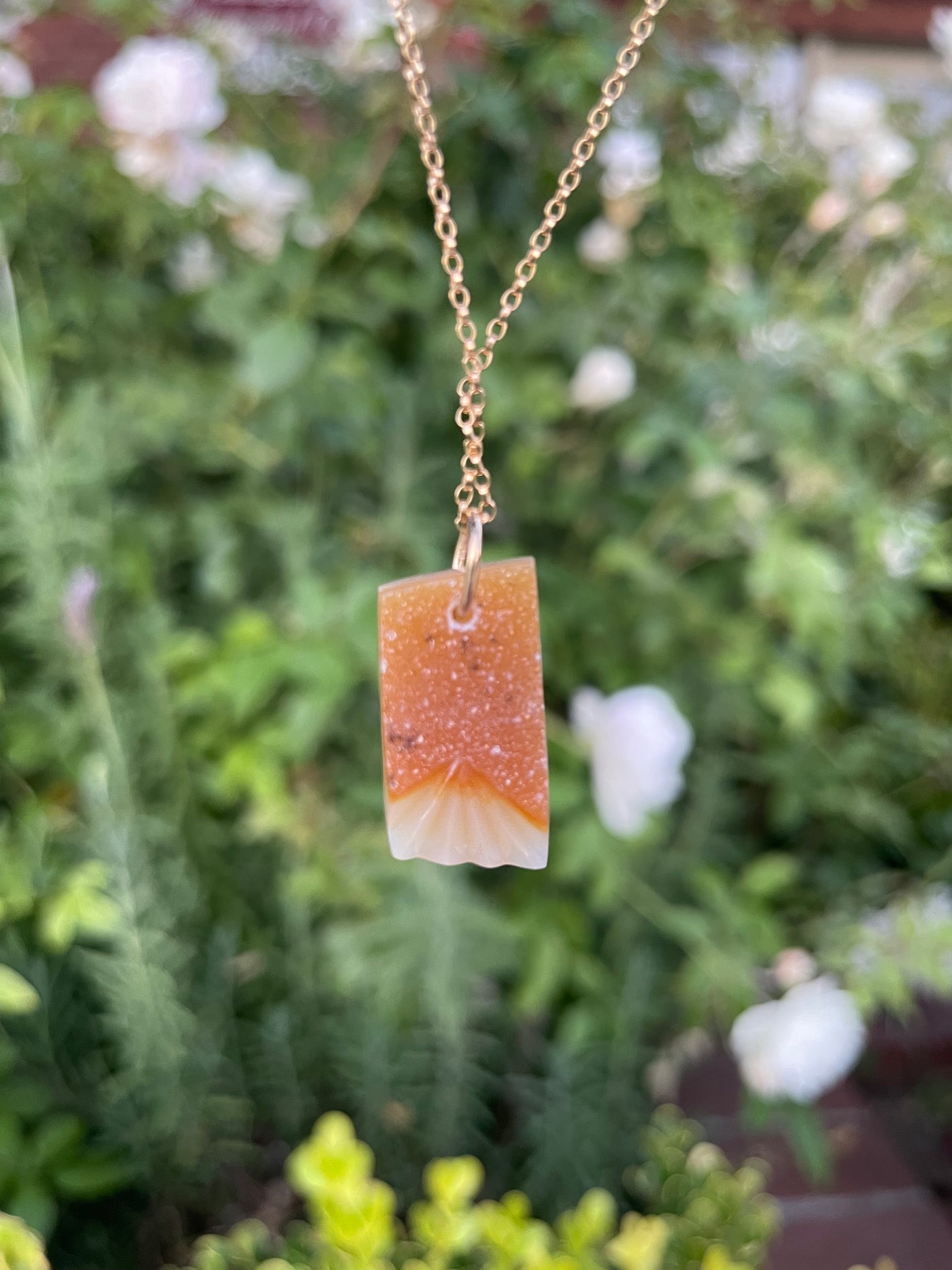 Carved Druzy Agate Pendant
