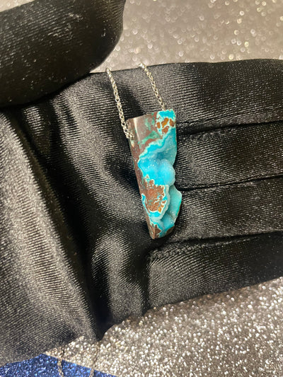 Druzy Chrysocolla in Matrix Pendant