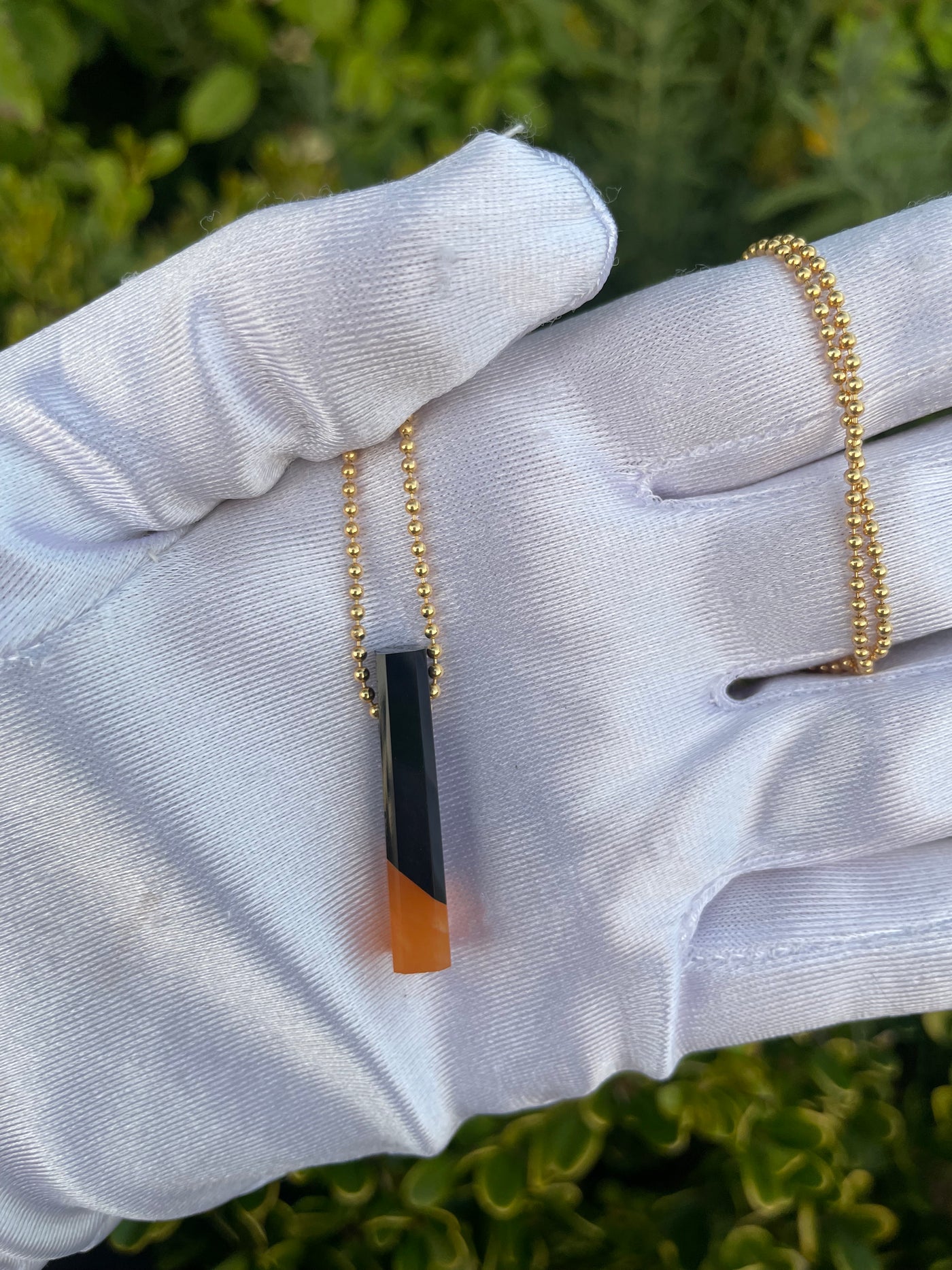 Black Jade & Carnelian Intarsia Pendant