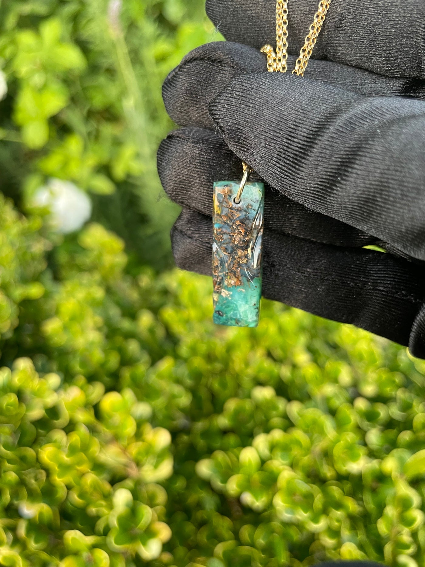 Carved Opalized Wood Pendant