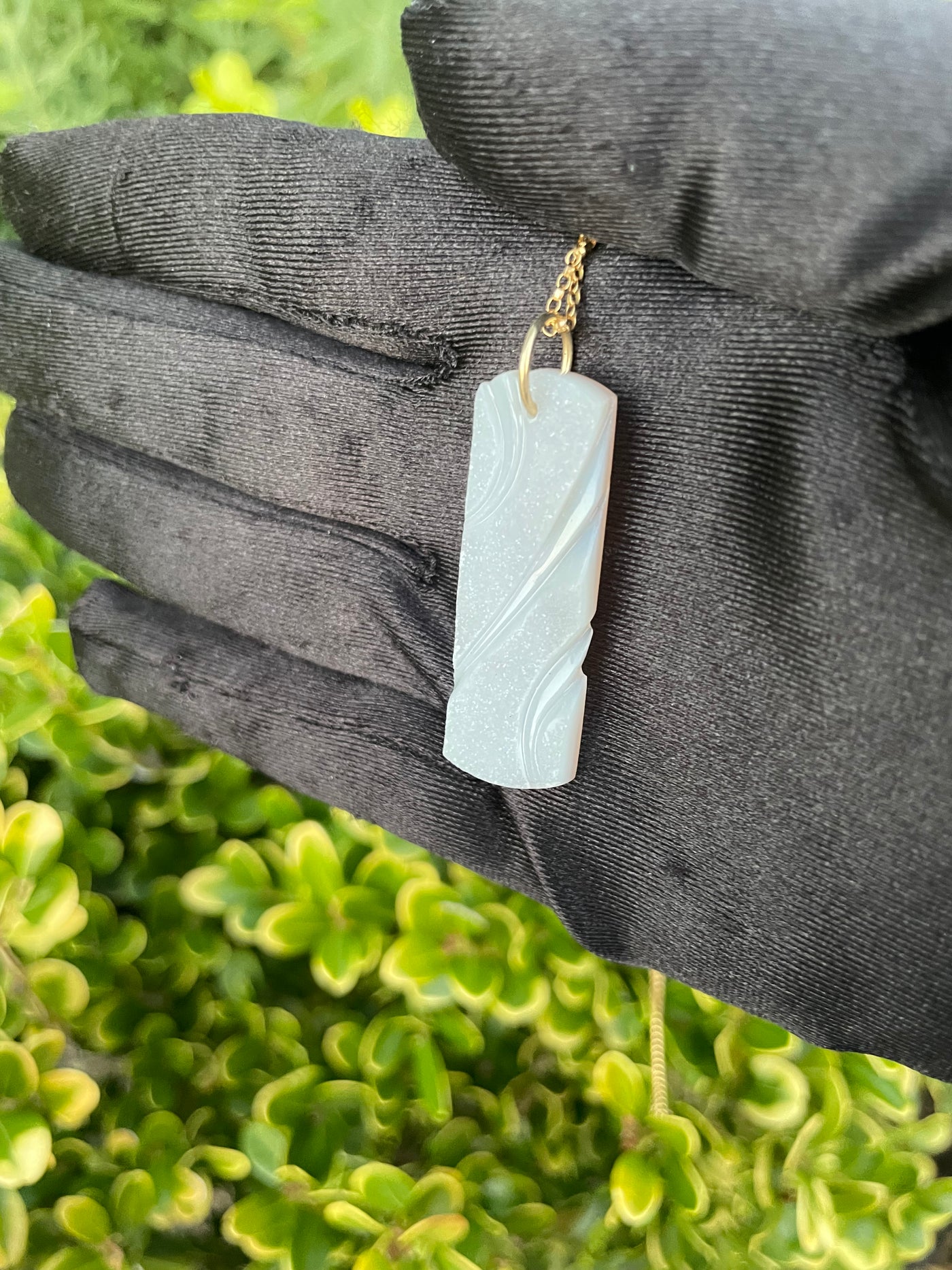 Carved Druzy Agate Pendant