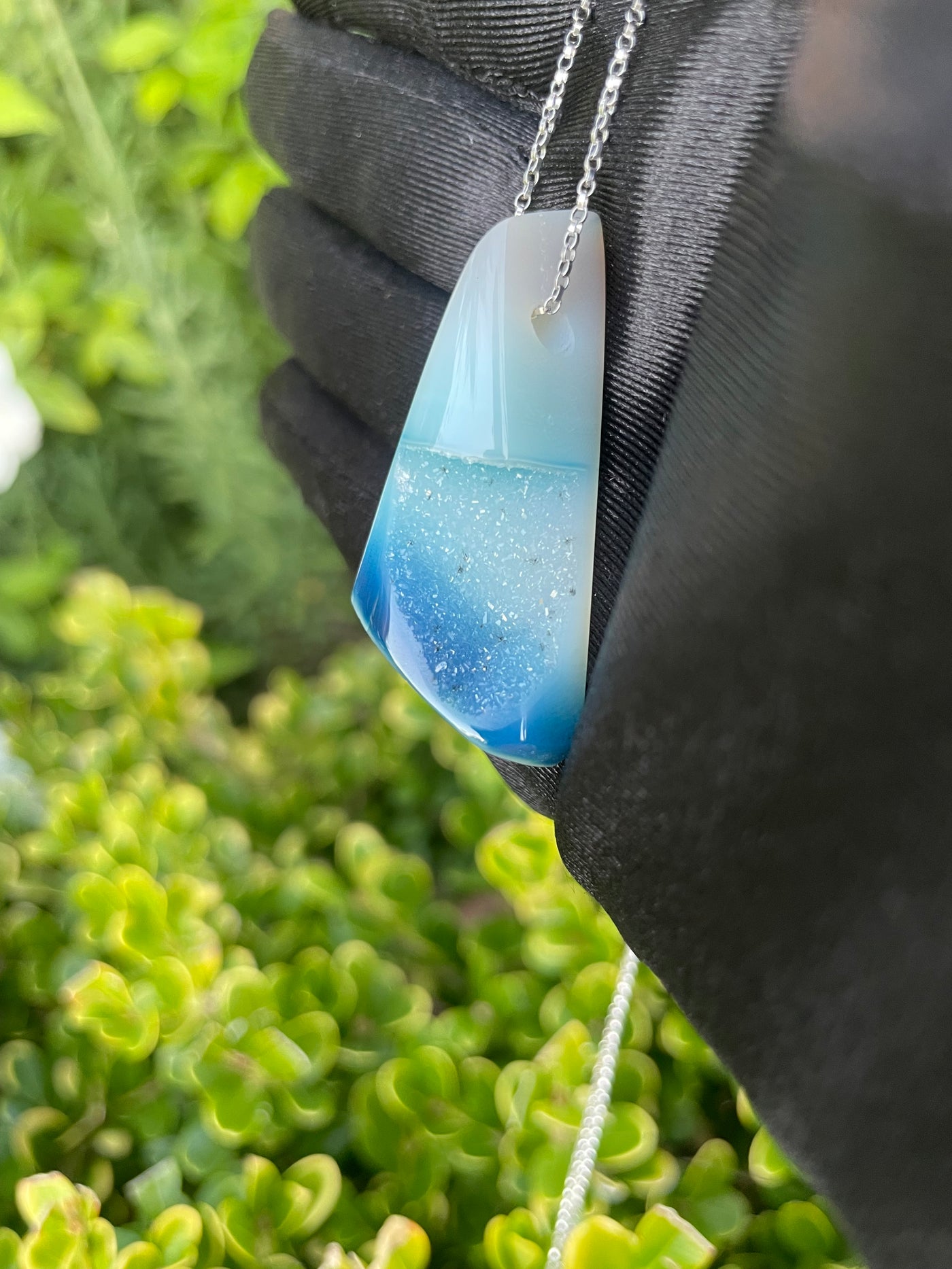 Enhanced Agate with Druzy Pendant