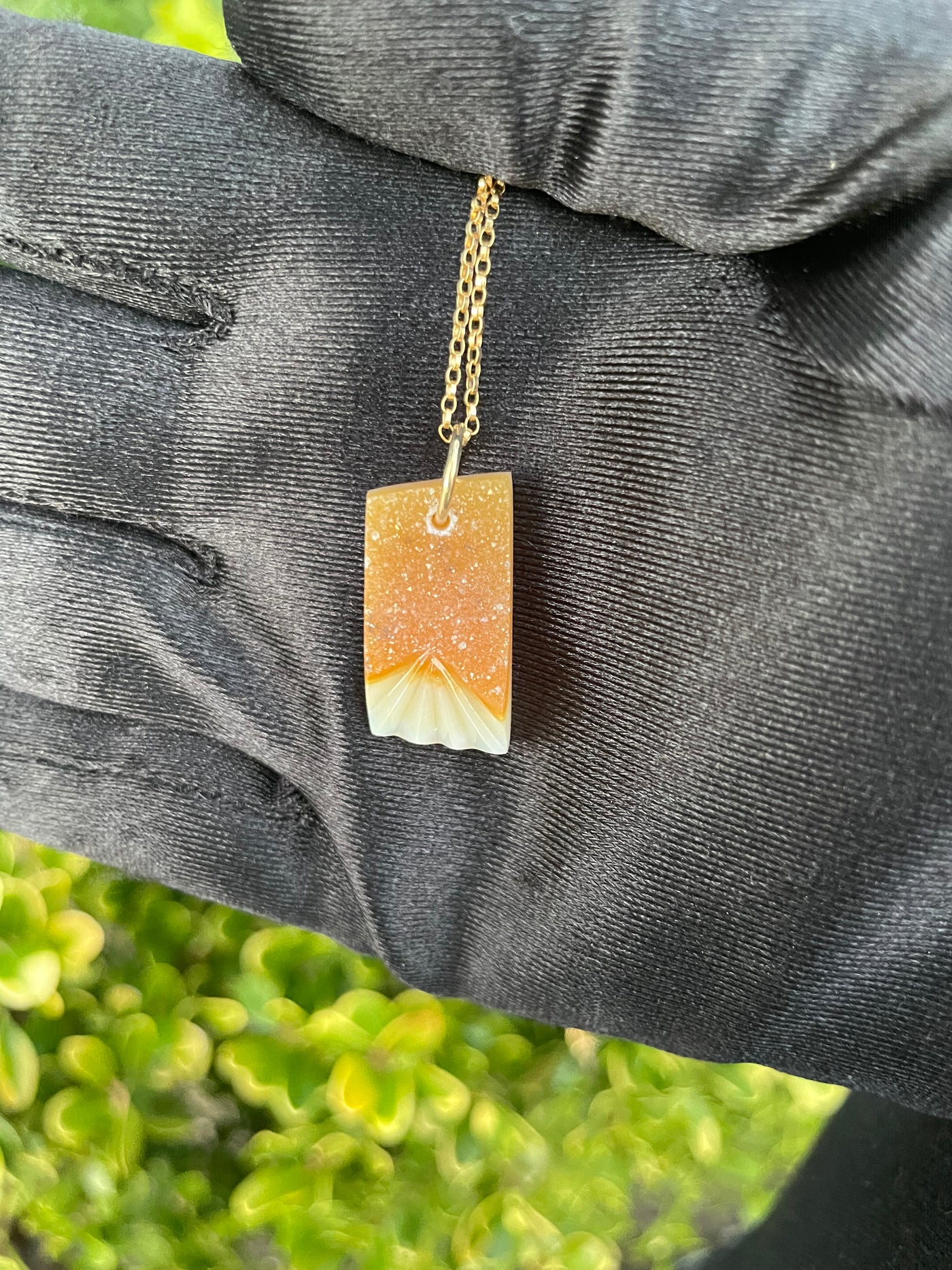 Carved Druzy Agate Pendant