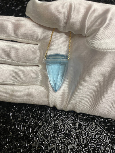 Blue Topaz Concave Cut Pendant