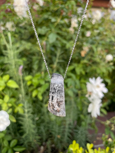 Garden Quartz & Black Jade Pendant