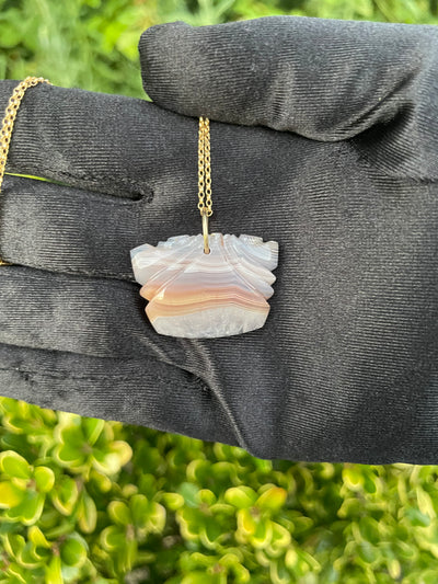 Carved Laguna Agate Pendant