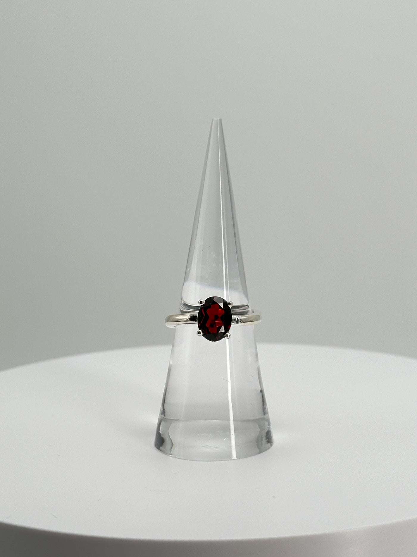Sterling Silver Red Garnet Adjustable Ring