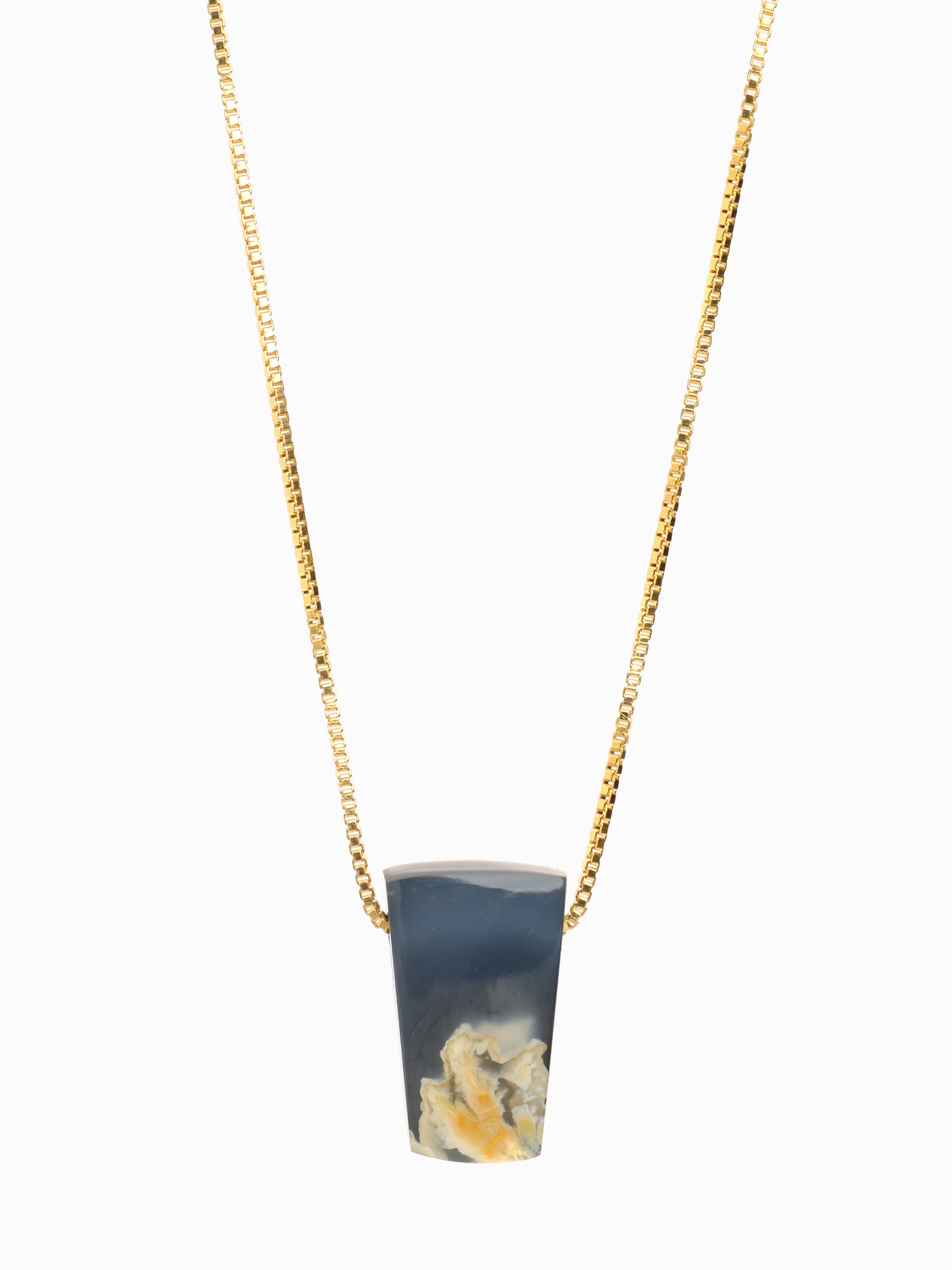 Plume Agate & Black Jade Pendant