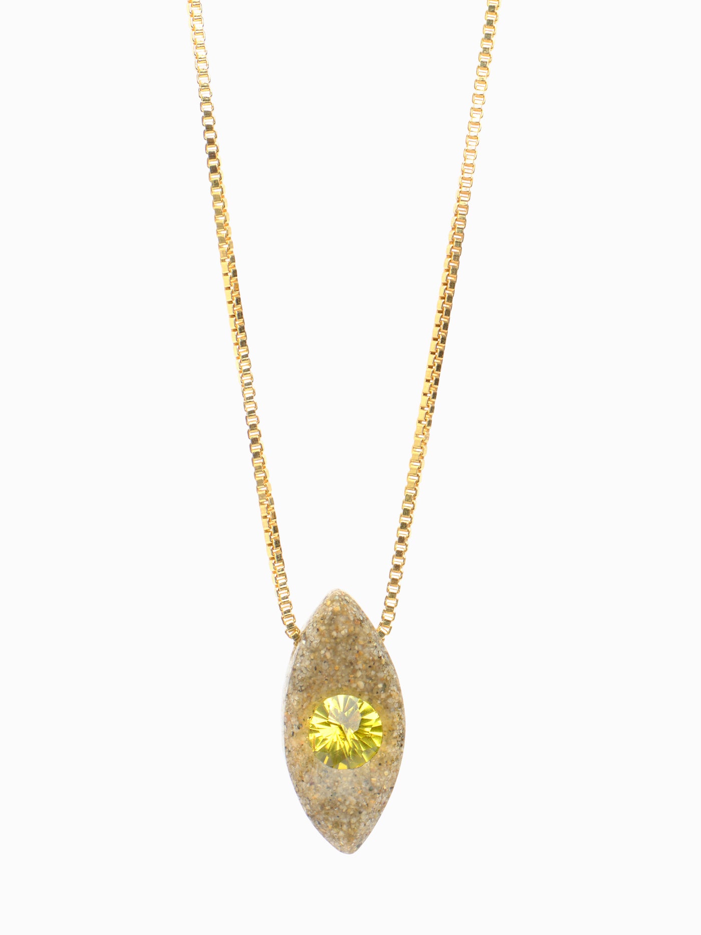 Faceted Yellow Sapphire in Granite Pendant