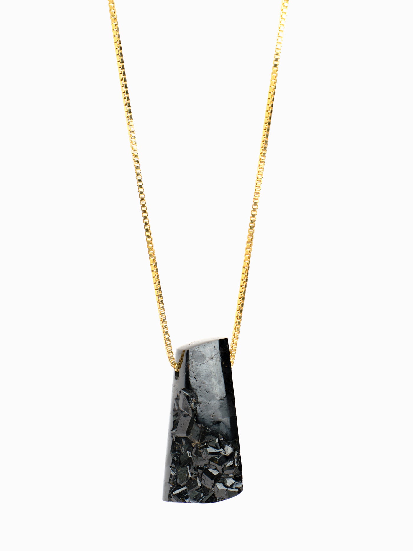 Natural Surface & Polished Black Garnet Pendant