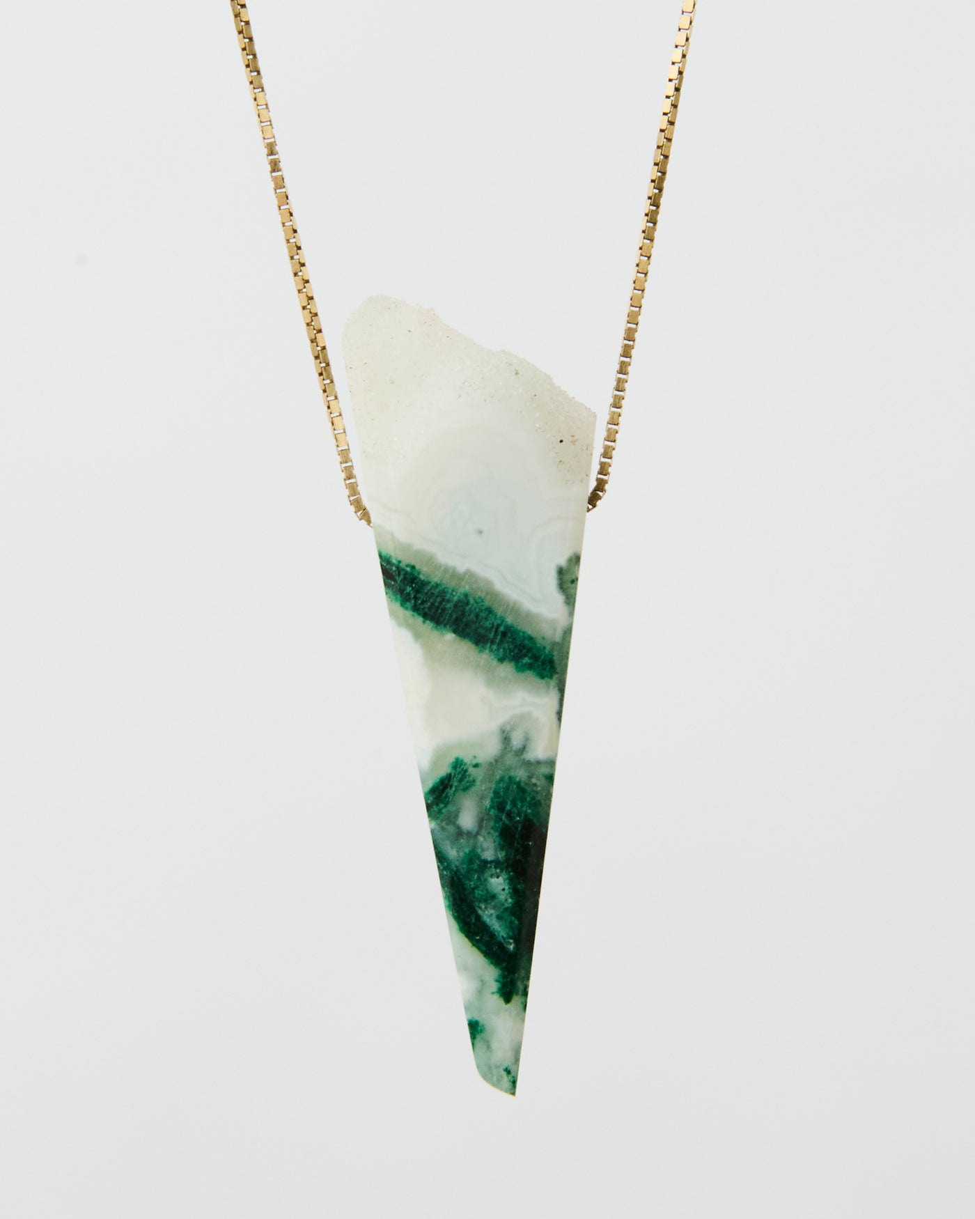 Malachite in White Agate with Druzy Pendant (Rare)