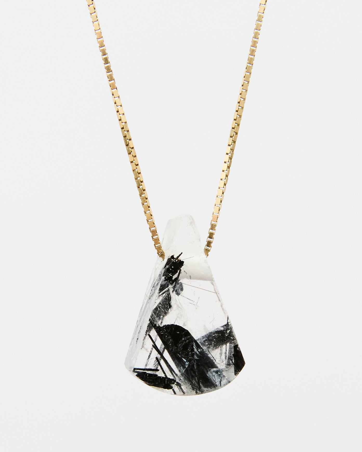 Black Tourmaline in Quartz Pendant