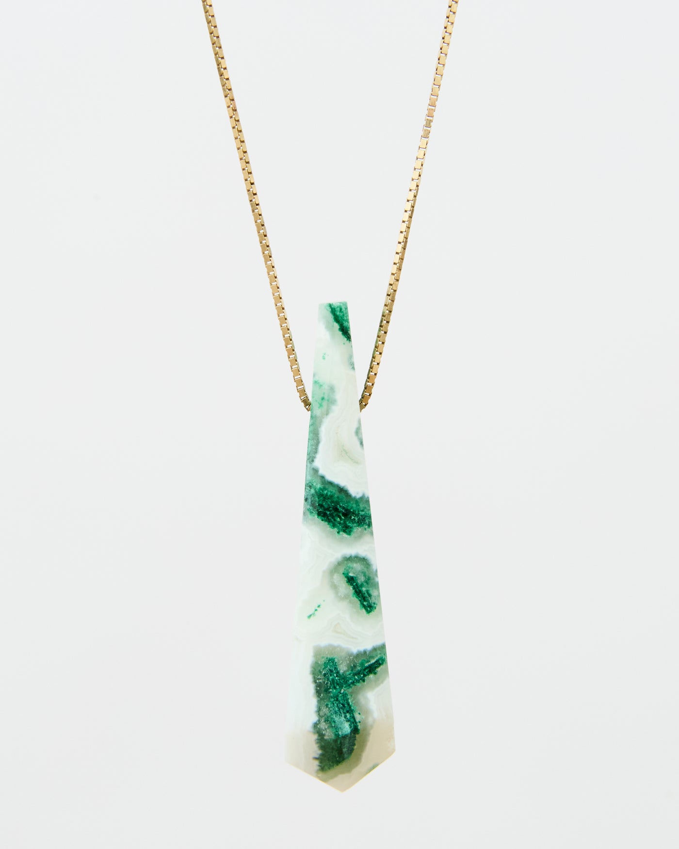 Malachite in White Agate Pendant (Rare)