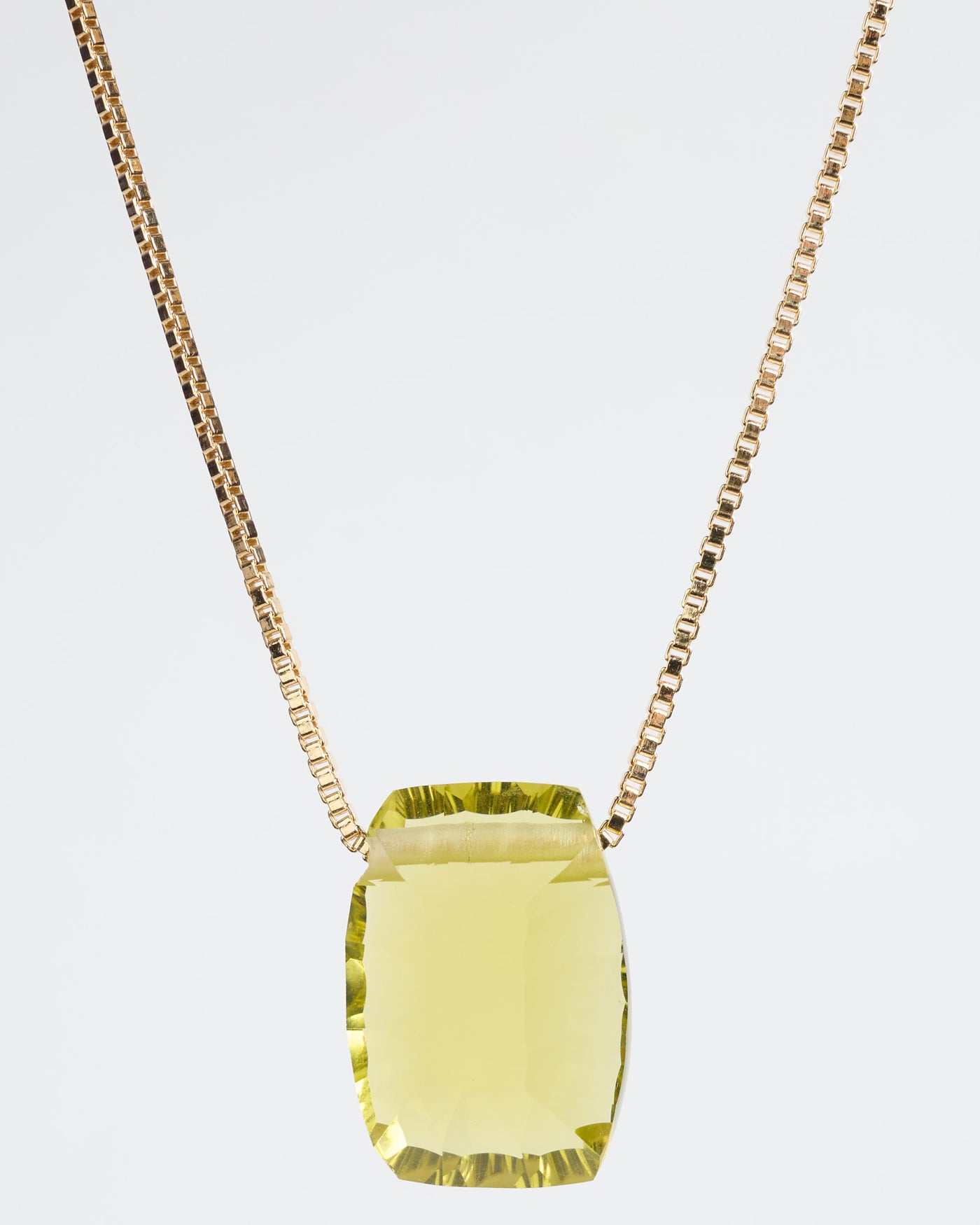 Lemon Quartz Concave Cut Pendant