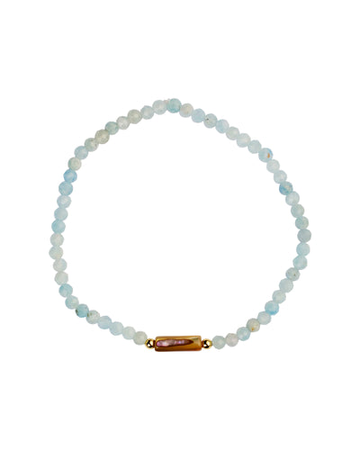 Faceted Aquamarine & Shell Bracelet