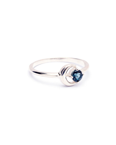 Sterling Silver Blue Topaz Moon Ring