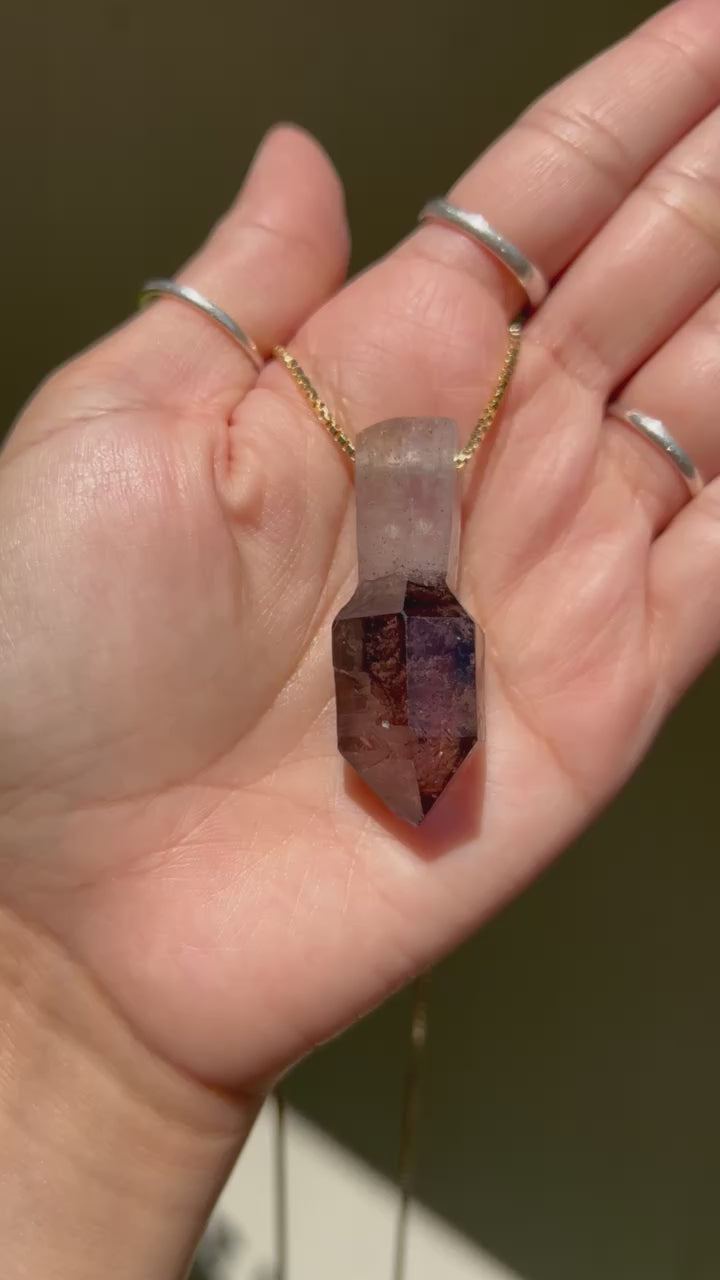 Natural Surface Smoky Amethyst with Hematite