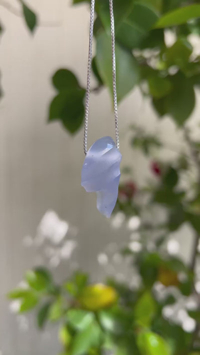 Matte & Polished Carved Blue Chalcedony Pendant