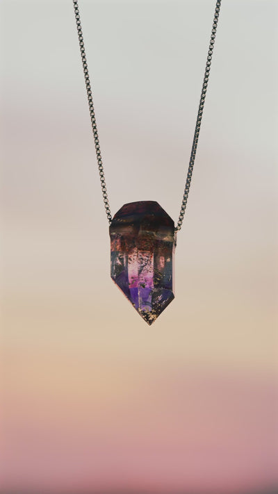 Amethyst in Hematite Pendant