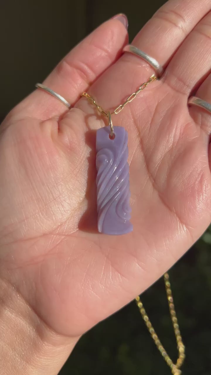 Purple Chalcedony Carved Pendant