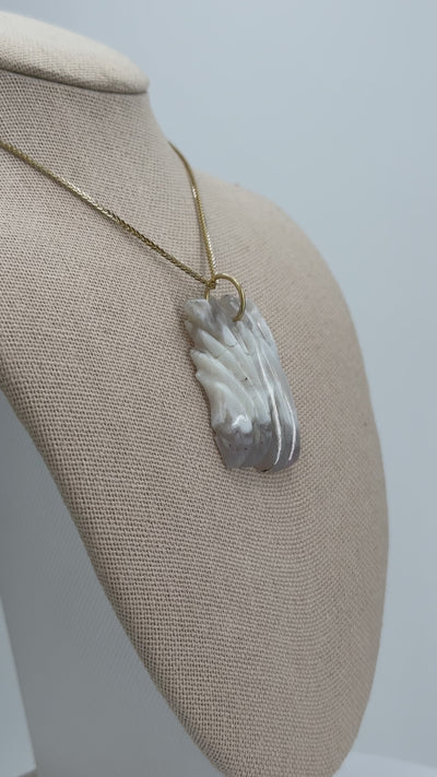 Moroccan Ghost Agate Carved Pendant