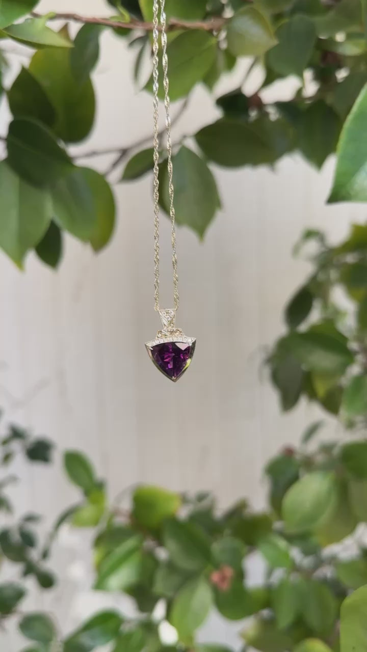 Amethyst Trillion & Diamond on 14k Gold