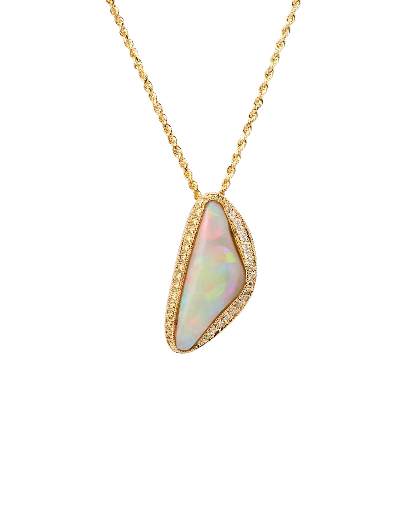Australian Opal & Diamond on 14k Gold
